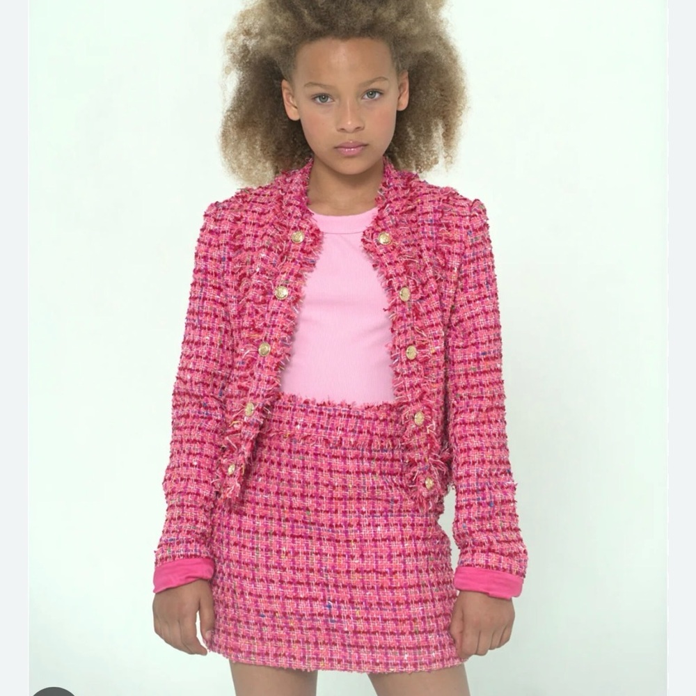 Katie J NYC Girls Pink Tweed Blazer